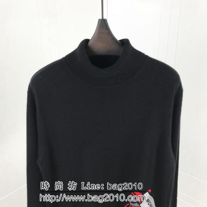 MONCLER蒙口 18ss秋冬新款 滑雪主題圖案 高領 黑色貂絨 男款羊毛衫 ydi1957